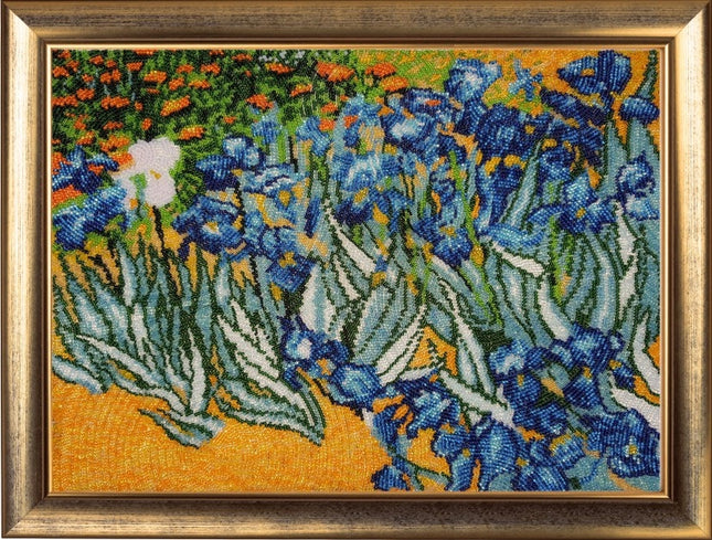 DIY Bead Embroidery Kit "Irises in the Field (after V. Van Gogh)" 9.8"x13.8" / 25.0x35.0 cm