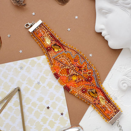 DIY Beadwork kit for creating bracelet "Autumn gold"