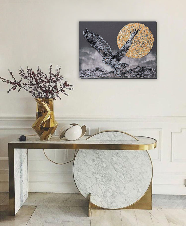 DIY Bead Embroidery Kit "Night flight" 15.0"x11.4" / 38.0x29.0 cm