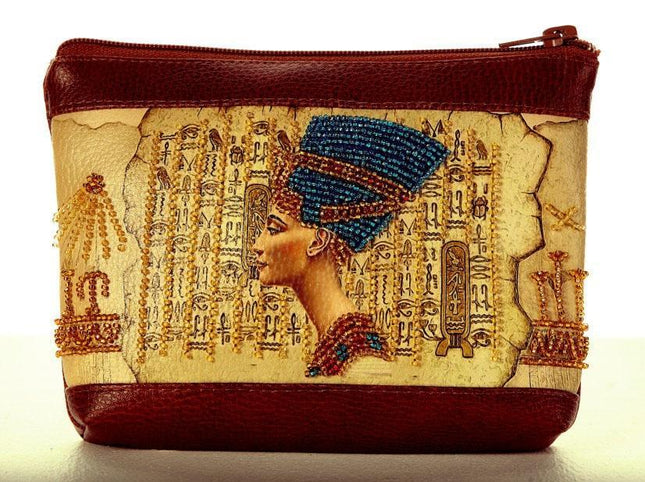 DIY Bead Embroidery kit Leatherette cosmetic bag "Nefertiti"