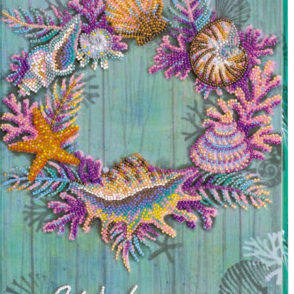DIY Bead Embroidery Kit "Wreath of shells" 8.7"x11.8" / 22.0x30.0 cm