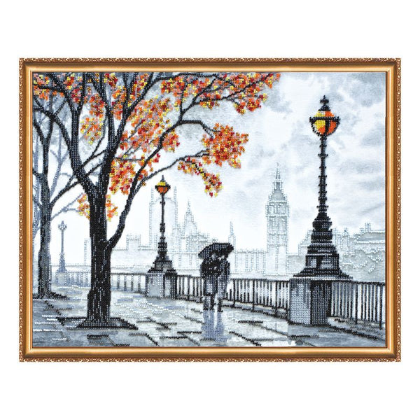 DIY Bead Embroidery Kit "Autumn embankment" 16.5"x12.6" / 42.0x32.0 cm