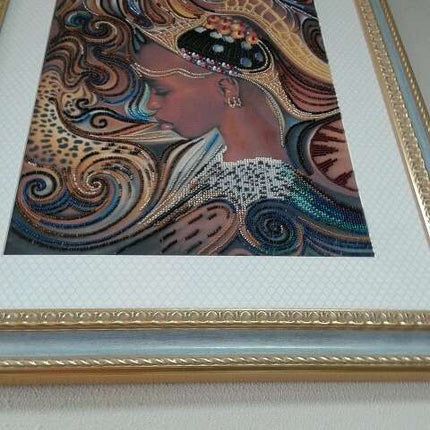 DIY Bead Embroidery Kit "Africa daughter" 11.8"x15.7" / 30.0x40.0 cm