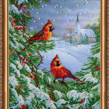 DIY Bead Embroidery Kit "February frost" 11.8"x15.7" / 30.0x40.0 cm