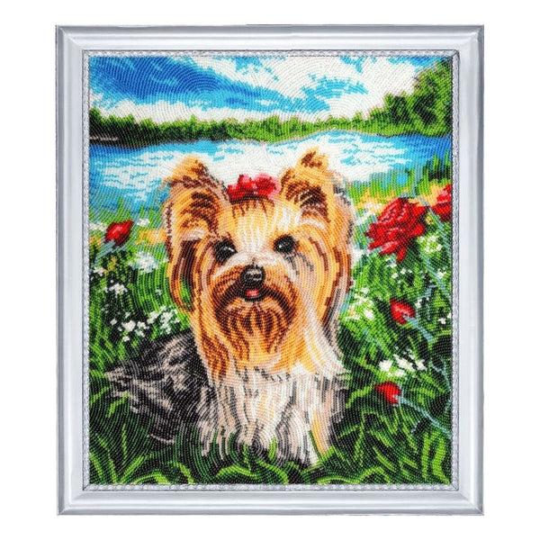 DIY Bead Embroidery Kit "Cutie Yorkshire" 12.6"x11.0" / 32.0x28.0 cm