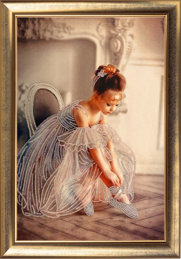 DIY Bead Embroidery Kit "Small Ballet Dancer" 14.6"x9.8" / 37.0x25.0 cm