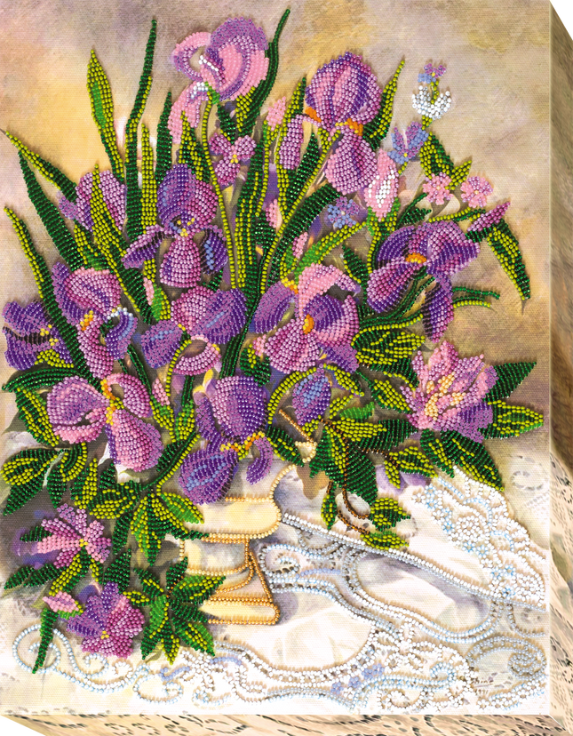 DIY Bead Embroidery Kit "Flower lace" 11.0"x14.2" / 28.0x36.0 cm