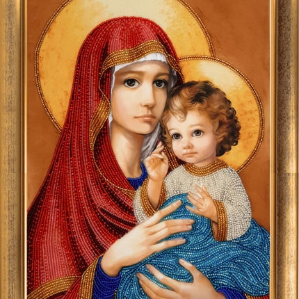 DIY Bead Embroidery Kit "Mary with Jesus" 13.8"x9.4" / 35.0x24.0 cm