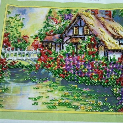 DIY Bead Embroidery Kit "The old bridge" 9.8"x8.1" / 25.0x20.5 cm