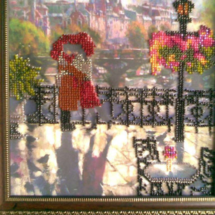 Canvas for bead embroidery "Embrace Paris" 7.9"x7.9" / 20.0x20.0 cm