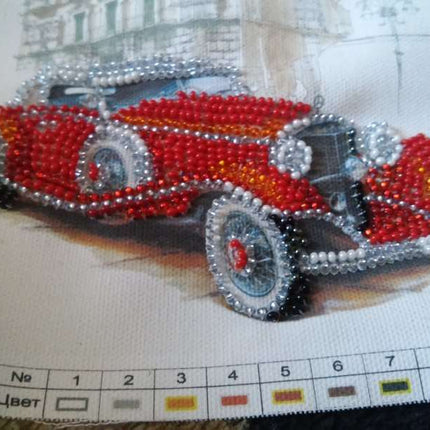 DIY Bead Embroidery Kit "Mersedes-500k"  5.9"x5.9" / 15.0x15.0 cm