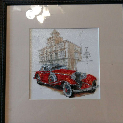 DIY Bead Embroidery Kit "Mersedes-500k"  5.9"x5.9" / 15.0x15.0 cm