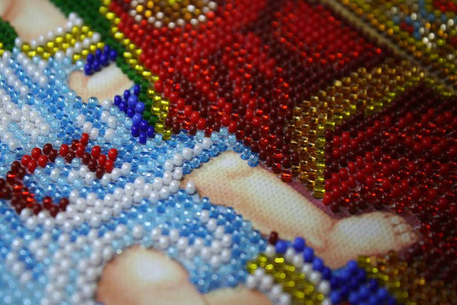 DIY Bead Embroidery Kit "Icon of the Mother of God «Merciful»" 7.5"x10.6" / 19.0x27.0 cm