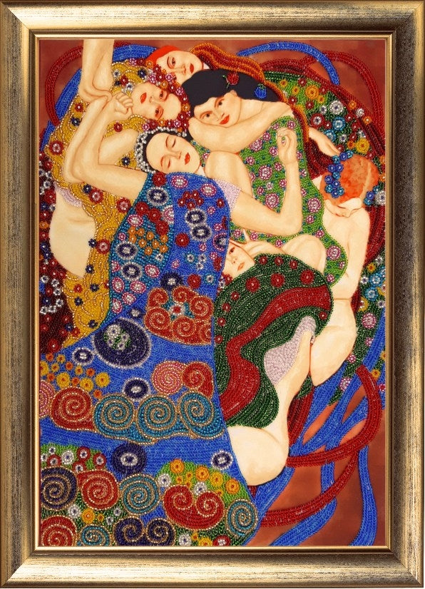 DIY Bead Embroidery Kit "Virgins (after G. Klimt)" 14.6"x9.8" / 37.0x25.0 cm