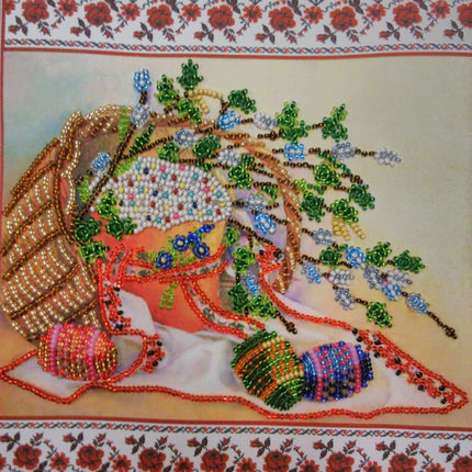 Canvas for bead embroidery "Happy Easter" 7.9"x7.9" / 20.0x20.0 cm