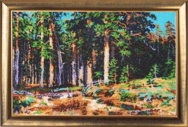 Bead DIY Embroidery Kit "Ship Grove (after I. Shishkin)" 9.4"x14.6"/ 24.0x37.0 cm