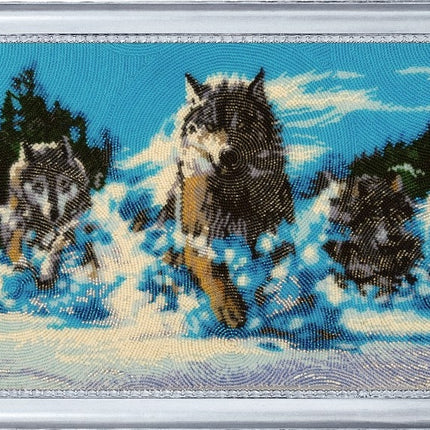 DIY Bead Embroidery Kit "Pack of Wolves" 9.4"x14.6" / 24.0x37.0 cm
