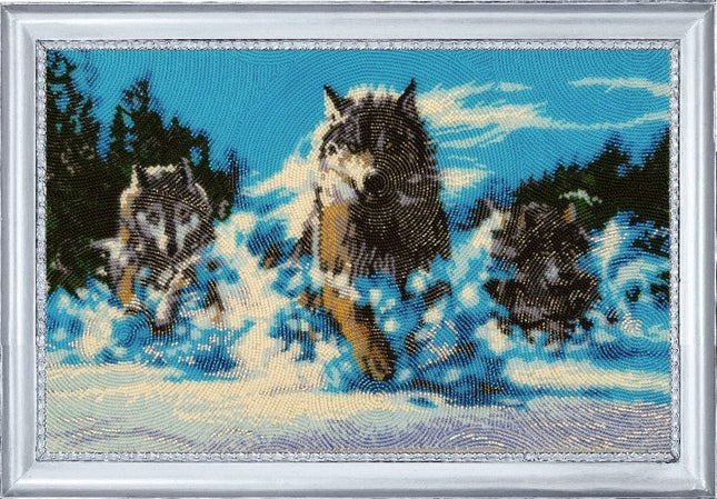 DIY Bead Embroidery Kit "Pack of Wolves" 9.4"x14.6" / 24.0x37.0 cm