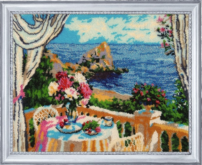 Bead DIY Embroidery Kit "Breakfast with Seaview" 10.6"x13.4"/ 27.0x34.0 cm