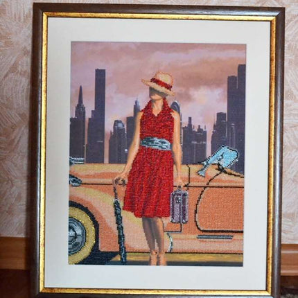 DIY Bead Embroidery Kit "Retro travel – 3" 11.8"x15.2" / 30.0x38.5 cm