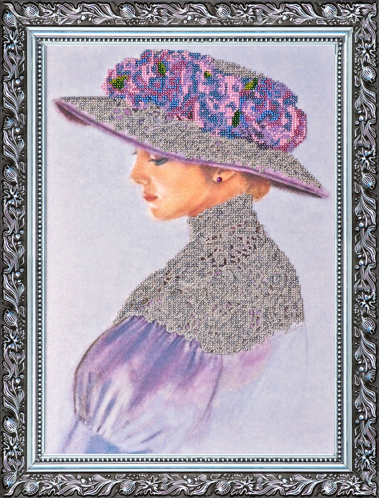 DIY Bead Embroidery Kit "Violet" 11.0"x15.7" / 28.0x40.0 cm