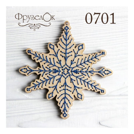 DIY Cross stitch kit on wood "Snowflake" 3.9x4.1 in / 10.0x10.5 cm