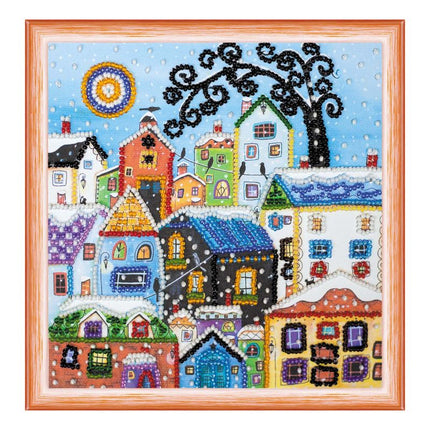 DIY Bead Embroidery Kit "Bright houses"  5.9"x5.9" / 15.0x15.0 cm