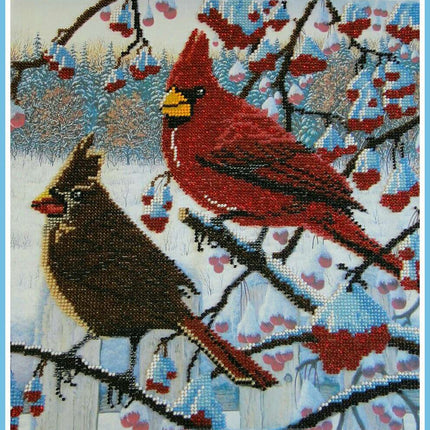 Canvas for bead embroidery "Wild ash bird" 11.8"x11.8" / 30.0x30.0 cm