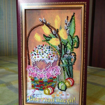 DIY Bead embroidery postcard kit "Easter – 9"