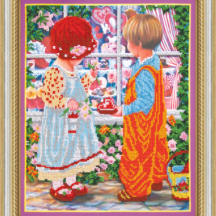 DIY Bead Embroidery Kit "First love" 11.8"x14.2" / 30.0x36.0 cm