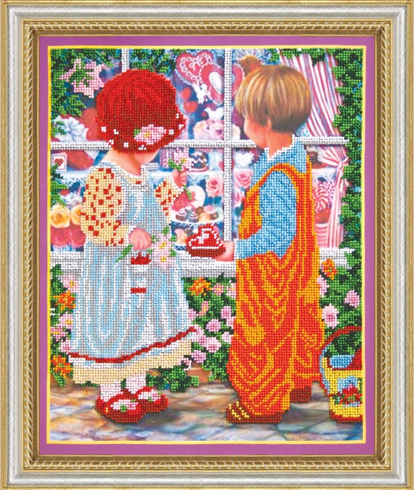 DIY Bead Embroidery Kit "First love" 11.8"x14.2" / 30.0x36.0 cm