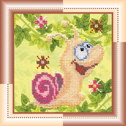 DIY Bead Embroidery Kit "Snail"  5.9"x5.9" / 15.0x15.0 cm