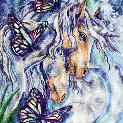 DIY Cross Stitch Kit "Unicorns" 9.8"x13.8"