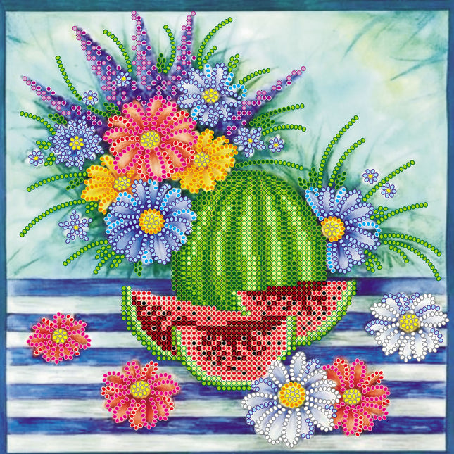 Canvas for bead embroidery "Watermelon" 7.9"x7.9" / 20.0x20.0 cm
