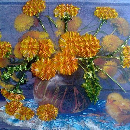 Canvas for bead embroidery "Golden Wonder" 11.8"x11.8" / 30.0x30.0 cm
