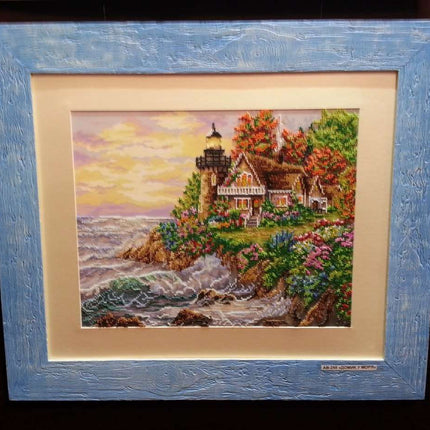 DIY Bead Embroidery Kit "House by the sea" 15.7"x12.6" / 40.0x32.0 cm
