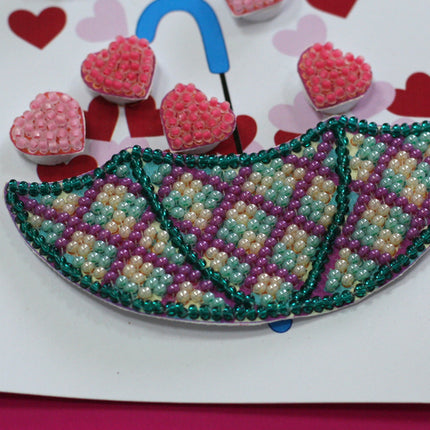 DIY kit postcard 3D for embroidery with beads "Love rain" 5.8"x8.3" / 14.8x21.0 cm
