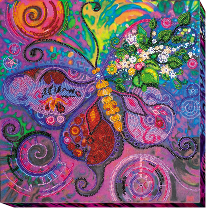DIY Bead Embroidery Kit "Fly of butterfly" 11.8"x11.8" / 30.0x30.0 cm