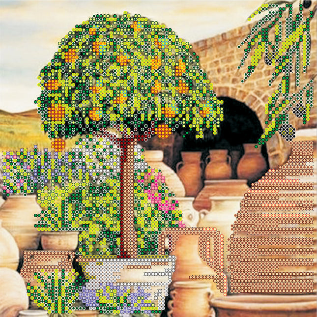 Canvas for bead embroidery "Mandarin Tree" 7.9"x7.9" / 20.0x20.0 cm