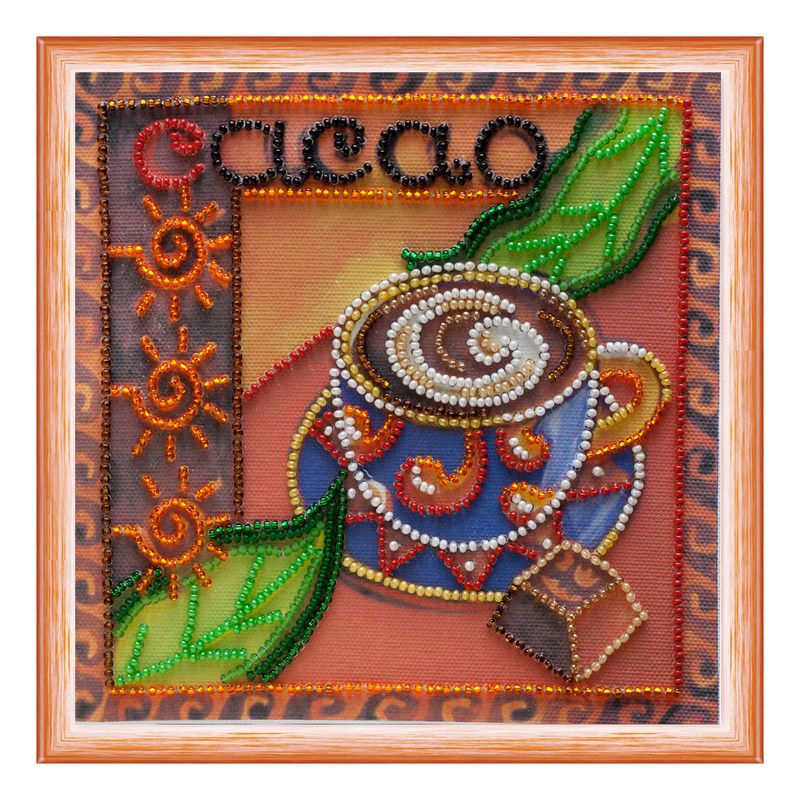 DIY Bead Embroidery Kit "Cacao"  5.9"x5.9" / 15.0x15.0 cm