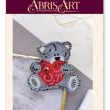 Beadwork kit for creating brooch "Bear in love"