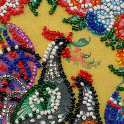 DIY Bead Embroidery Kit "Gorodets painting"  5.9"x5.9" / 15.0x15.0 cm
