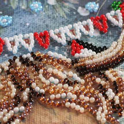 DIY Bead Embroidery Kit "Christmas goby"  5.9"x5.9" / 15.0x15.0 cm