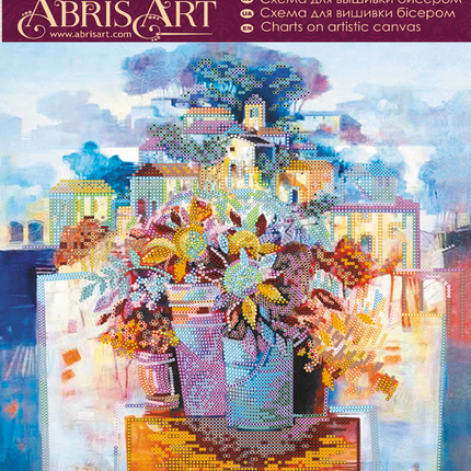 Canvas for bead embroidery "City of flowers" 11.8"x11.8" / 30.0x30.0 cm