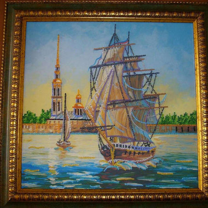 Canvas for bead embroidery "Frigate" 11.8"x11.8" / 30.0x30.0 cm