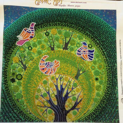 Canvas for bead embroidery "Heaven birds" 11.8"x11.8" / 30.0x30.0 cm