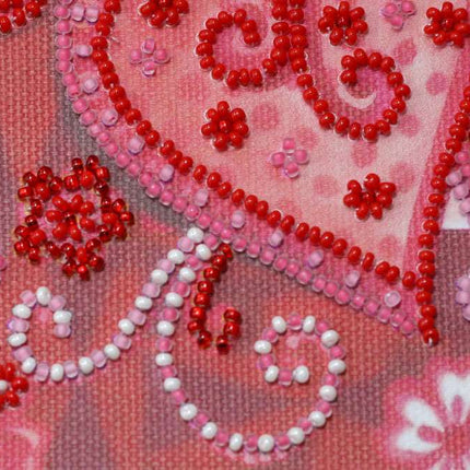 DIY Bead Embroidery Kit "Loving  hearts"  5.9"x5.9" / 15.0x15.0 cm