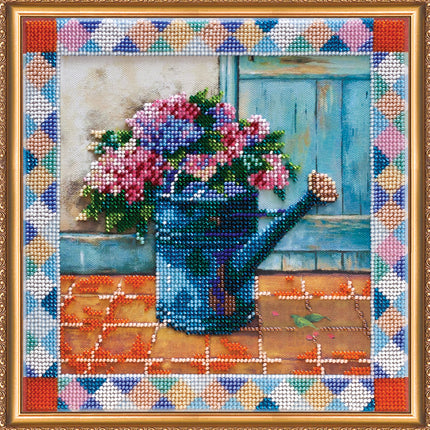 DIY Bead Embroidery Kit "s Hydrangea meets" 8.7"x8.7" / 22.0x22.0 cm