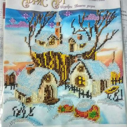 Canvas for bead embroidery "Magic Winter" 7.9"x7.9" / 20.0x20.0 cm