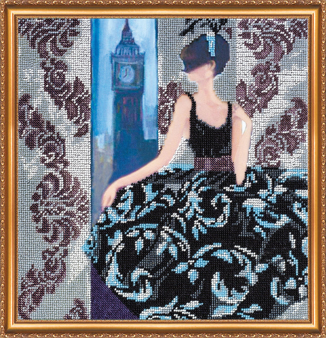 DIY Bead Embroidery Kit "Window to London" 11.8"x11.8" / 30.0x30.0 cm